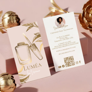 Cartão De Visita Luxo Rosa Bege Dourado Estúdio de Unhas Beleza Man