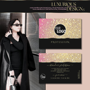 Cartão De Visita Luxo Rosa Púrpura e Dourada Estrelas Logotipo Pre