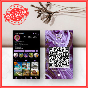 Cartão De Visita Luxo Roxo & Preto QR