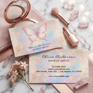 Cartão De Visita Luxo Soft Opal logotipo Borboleta Chic            