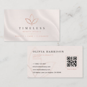 Cartão De Visita Luxo Suave Minimalista Marcas de Beleza em Rose Go
