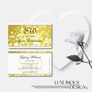 Cartão De Visita Luxo Yellow Dourado Gliters Monograma White
