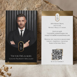 Cartão De Visita Luxuoso Arco de Ouro Moderno Monograma Foto de Imó