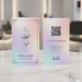 Cartão De Visita Luxuoso Artista de Tatuagem Holográfico Iridescent