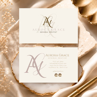 Cartão de Visita Luxuoso Bege Dourado
