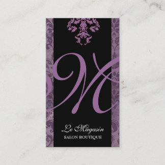 Cartão De Visita luxuoso do roxo do monograma 311-Marley
