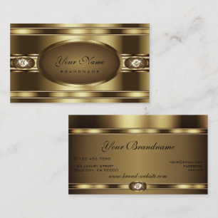 Cartão De Visita Luxuoso Dourado Marrom com Diamantes de Brilho Nob