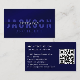 Cartão De Visita Luxuoso elegante preto azul profissional Arquiteto