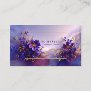 Cartão De Visita Luxuoso Floral Geométrico Abstrato Violeta Dourado