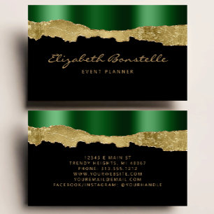 Cartão de Visita Luxuoso Glam Green Gold Foil