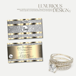 Cartão De Visita Luxuoso Glitter Estrelas Prata Dourado adicionar L