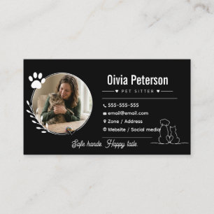 Cartão De Visita Luxuoso Minimalista Preto Personalizável para Babá