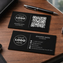 Luxuoso Minimalista Preto QR Branding Executivo