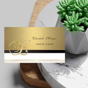 Cartão De Visita Luxuoso Monograma Dourado Moderno Profissional Ele