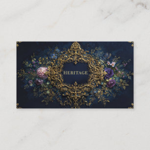 Cartão De Visita Luxuoso Vitoriano Ornamentado Dourado Floral e Tom