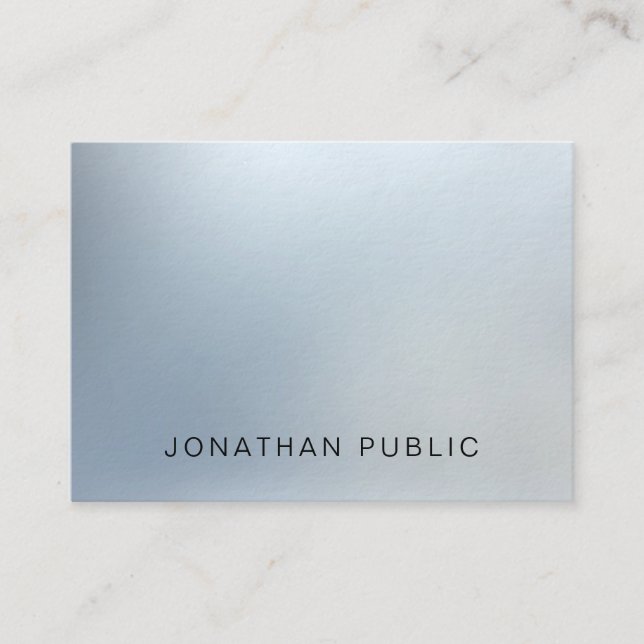 Cartão De Visita Luxúria Moderna Elegante Design Silver Paisagem Si (Frente)