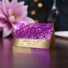 Cartão De Visita Luxúria Real Dourada e Lente Rosa Elegante