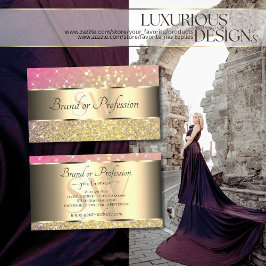 Cartão De Visita Lúxurido Dourado Rosa Púrpura Luminoso Estrelas Mo