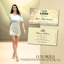 Cartão De Visita Luxurioso e Dourado brilho do logotipo Beige and O