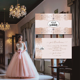 Cartão De Visita Luxurious Rose Gold Ornate Borders Jewels Add Logo