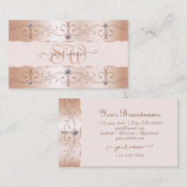 Cartão De Visita Luxurious Rose Gold Ornate Borders Jewels Monogram