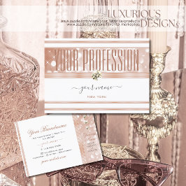 Cartão De Visita Luxurious White Rose Gold Sparkle Glitter Diamonds