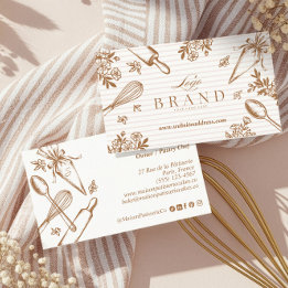 Cartão De Visita Luxury Baking Utensil Pastry Cake Bakery Shop Logo