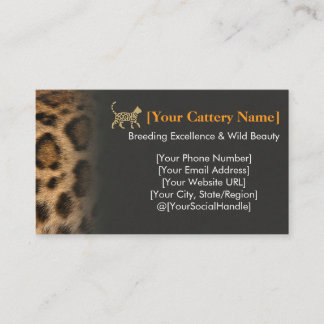 Cartão De Visita Luxury Bengal Cat Cattery Customizable