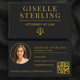 Cartão De Visita Luxury Black Gold Attorney at Law QR Code