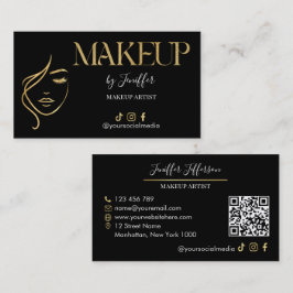 Cartão De Visita Luxury Black & Gold Makeup artist Bussines card