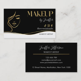 Cartão De Visita Luxury Black & Gold Makeup artist Bussines card