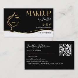 Cartão De Visita Luxury Black & Gold Makeup artist Bussines card