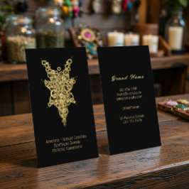 Cartão De Visita Luxury Black & Gold Mystical Amulets Ritual Candle