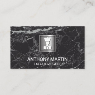 Cartão De Visita Luxury Black Marble   Banner Metálico do Ícone de 
