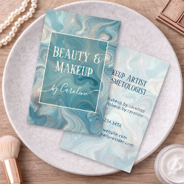 Cartão De Visita Luxury Blue Marble Makeup Artist & Hair Stylist