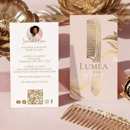 Cartão De Visita Luxury Blush Pink Gold Beauty Salon Hair Studio