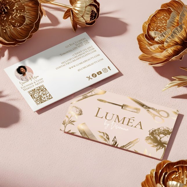 Cartão De Visita Luxury Blush Pink Gold Beauty Salon Makeup Studio (Luxury Blush Pink Gold Beauty Salon Makeup Studio Business Card)