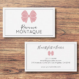 Cartão De Visita Luxury Blush Rose Bow Thin Border Custom Chic