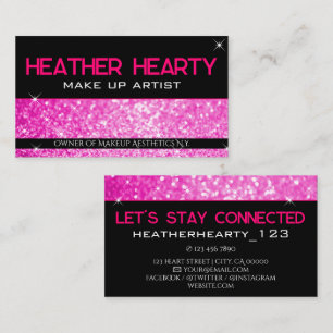 Cartão De Visita Luxury Bright Girly Pink Neon Glitter Glamor