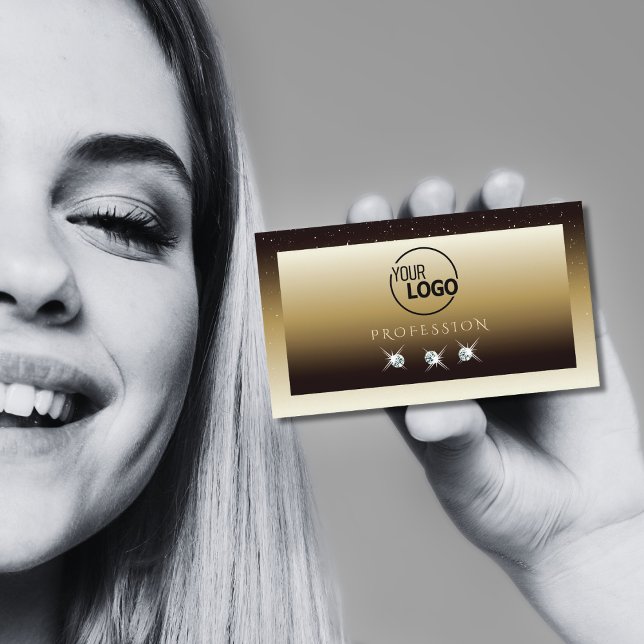 Cartão De Visita Luxury Brown Beige Ombre Sparkle Diamantes Adicion (Criador carregado)