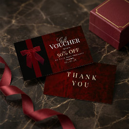 Cartão De Visita Luxury Burgundy Red Gift Voucher & Thank You Card 
