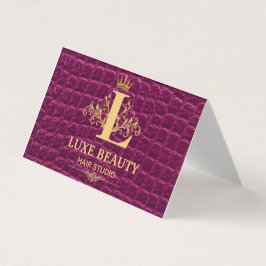 Cartão De Visita Luxury Crocodile Leather Elegant Gold Monogram