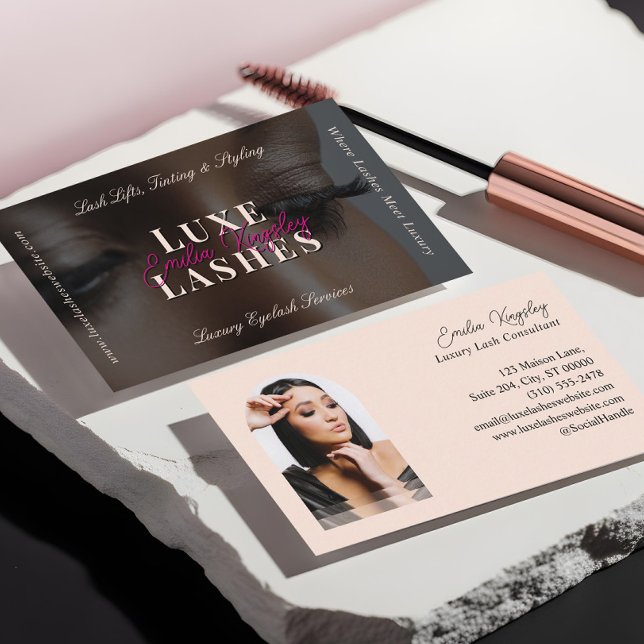 Cartão De Visita Luxury Eyelash Beauty Lash Professional Black Pink (Luxury Eyelash Beauty Lash Professional Black Pink Business Card)