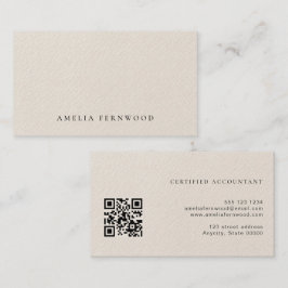 Cartão De Visita Luxury Faux Leather Certified Accountant QR Code
