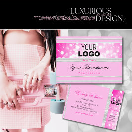 Cartão De Visita Luxury Girly Pink Glitter Adicionar Logotipo Borda