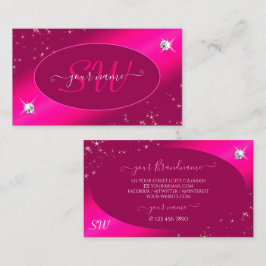 Cartão De Visita Luxury Girly Pink Glitter Stars Diamantes Iniciais