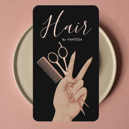 Cartão De Visita Luxury Hairstylist Hairdresser Elegant Rose Gold