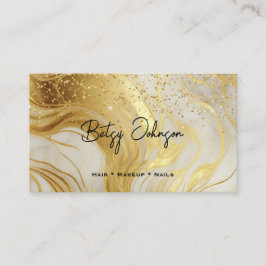 Cartão De Visita Luxury Ivory Marble Gold Glitter Appointment Card