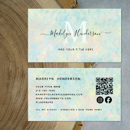 Cartão De Visita Luxury Jewelry Opal Código QR Mídia social Monogra