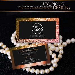 Cartão De Visita Luxury Laranja Cor-de-rosa Brilhante Preto com Log